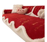 TAIOYHD Funda de sofá China Feng Shui, patrón Rojo de la Suerte, Bordado auspicioso, Transpirable, Antideslizante, Uso de Doble Cara(Red Wealth Flows,110 * 260cm)