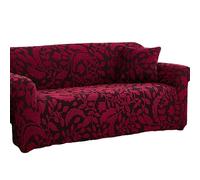 TAIOYHD Funda elástica for sofá de poliéster y spandex con estampado floral, funda de sofá de ajuste universal, protector de muebles suave y duradero for 1/2/3/4 plazas(Burgundy,3 seater (180-230 cm))