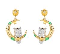 TAIOYHD Pendientes de plata de ley con temática celestial diseño de búho sobre luna creciente con detalles de estrellas