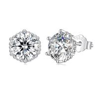 TAIOYHD Pendientes de tuerca con circonita cúbica 3A for mujer, plata de ley 925, diseño de halo chapado en oro blanco, joyería hipoalergénica