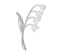TAIOYHD Silver Lily of the Valley Brooch, Floral Pin, Inlaid with Shell Pearls and Resin Petals, Elegant Women's Jewelry