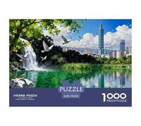 Taipei 101 Skyline Puzzle De Madera Impermeable Puzzles De 1000 Piezas para Adultos Colorido Rompecabezas para Decoración del Hogar