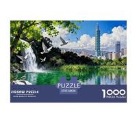 Taipei 101 Skyline Puzzle De Madera Impermeable Puzzles De 1000 Piezas para Adultos Divertido Rompecabezas para Decoración del Hogar