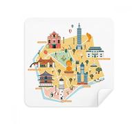 TaiPei - Juego de 2 gafas de limpieza de gamuza limpiadoras de gamuza, diseño de mapa de Eluanbio
