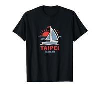 Taipei Taiwán Velero Sunset Design Camiseta gráfica económica, Hombre, Negro, L