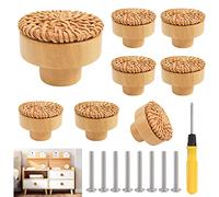 Taipintee 8 Piezas Pomos y Tiradores Para Cajones, Tiradores Para Cajones Madera, Con Tornillos Pomo Armario Para Muebles, Armarios, Cajones, Cocina, Dormitorio, Aparador (Colores naturales)