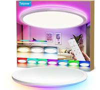 Taipow Plafon Led Techo Regulable, 24w 2160LM RGB Lampara Techo, 3000K-6500K Redonda Plana Lámpara de Techo, Moderna Plafón Luz Led con Mando a Distancia para Salones, Dormitorios, Baños - Ø30cm