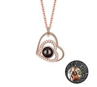 TAISGONGBY collar de proyección con foto personalizada, con foto personalizada con Te amo en 100 idiomas, regalo personalizado para novia, esposa o madre