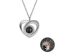 TAISGONGBY collar de proyección con foto personalizada, con foto personalizada con Te amo en 100 idiomas, regalo personalizado para novia, esposa o madre