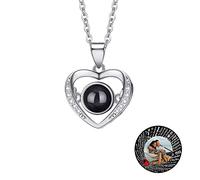 TAISGONGBY collar de proyección con foto personalizada, con foto personalizada con Te amo en 100 idiomas, regalo personalizado para novia, esposa o madre