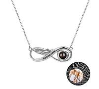 TAISGONGBY collar de proyección con foto personalizada, con foto personalizada con Te amo en 100 idiomas, regalo personalizado para novia, esposa o madre
