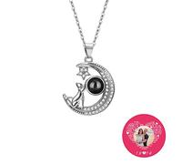 TAISGONGBY collar de proyección con foto personalizada, con foto personalizada con Te amo en 100 idiomas, regalo personalizado para novia, esposa o madre