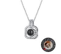 TAISGONGBY collar de proyección con foto personalizada, con foto personalizada con Te amo en 100 idiomas, regalo personalizado para novia, esposa o madre