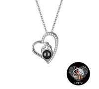 TAISGONGBY collar de proyección con foto personalizada, con foto personalizada con Te amo en 100 idiomas, regalo personalizado para novia, esposa o madre