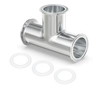 TAISHER 1PCS Acero inoxidable 304 Tubería sanitaria en forma de Te de 3 vías Diámetro exterior del tubo 4" Brida Tri Clamp 4" 119MM con 3PCS Juntas de silicona