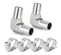 TAISHER 2 piezas 304 Acero Inoxidable 90 Grado Codo Manguera Accesorios 10mm Barb x 10mm Barb para Combustible/AIR/Líquido/Gas con 4 piezas Abrazadera de Manguera