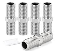 TAISHER 5PCS Acero inoxidable 304 Nipplo hexagonal nuevo de rosca externa extendida, 1/2" BSP Macho x 1/2" BSP Macho, racor adaptador para tubería, Longitud 80 mm/3.15 Inch