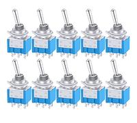 Taiss 10 interruptores de palanca CA 125 V 6 A amperios, encendido/apagado/encendido, 3 posiciones, 6 pines, DPDT MTS-203