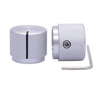 Taiss - 2 botones de potenciómetro electrónicos aluminio, para eje 6 mm diámetro, regulador volumen, botón audio, guitarra, conmutación, 20 diámetro x 17 altura