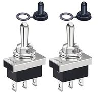 Taiss 2 interruptores basculantes momentáneos 12 V 25 A SPDT (ON)-Off-(ON) 3 pines 3 posiciones con actualización tapa impermeable para coche KN3D-123+MZ