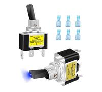 Taiss 2Pcs Interruptor de palanca con luz basculante 30A 12V DC SPST ON/OFF Barco automático de 3 pines con luz LED roja iluminada ASW-07D-2-BU