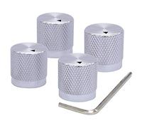Taiss/4pcs Plata Color Aluminio Rotativo Control Electrónico Potenciómetro Perilla para 6 mm de diámetro Eje, Control de volumen, Guitarra Perilla de Interruptor, 17 mm de diámetro x 17 mm de altura