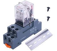 Taiss /DC 12V Indicador LED Bobina Electromagnética Relé 8 pines 10A DPDT 2NO+2NC con base de zócalo、Carril DIN Alumini、Tornillo YJ2N-LY DC 12V