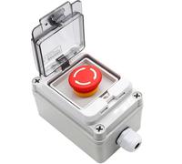 Taiss Interruptores de parada de emergencia 1NC 1NO E-Stop con caja impermeable IP67, cierre de hongo rojo, interruptor de botón de parada de emergencia con caja