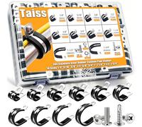 Taiss Kit de 110 abrazaderas de cable, 1/4" 5/16" 3/8" 1/2" 5/8" 3/4" 1" 1-1/4" 1-1/2" 1-1/2" 1-3/4" 10 tamaños de tubo Abrazaderas, 30 Kit surtido de 4 abrazaderas de cable acolchadas de goma de