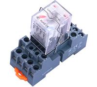 Taiss Relé de 12 V AC relé de potencia electromagnética 4NO+4NC 14 pines 10 A DPDT bobina Relé con indicador con enchufe YJTF08A-E con gancho YJ4N-GS-AC 12 V