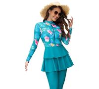 TaissBocco Full Swimming Costume Burkini For Women Modest Girls Swimsuit Islamic Swimwear Plus Size(L, T18)