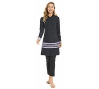 TaissBocco Traje de baño musulmán para Mujer Traje de baño islámico 3 uds Burkini Traje de baño de Cobertura Completa de Talla Grande Traje de baño Modesto(XXL, T3)
