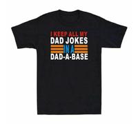 taitai Men's Vintage I Keep All My Dad Jokes in A Dad-A-Base Funny Men's Short Sleeve T-Shirt Balck T-Shirt Black XXL