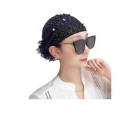 TAITUS 2024 Nueva Diadema de Encaje Floral con Incrustaciones de Perlas,Sombreros de Diadema de Encaje Floral para Mujer Sombreros de Cabeza de Cubierta de Pelo para Mujeres y niñas (One Size,Black)