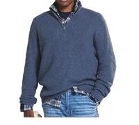TAITUS Suéter Informal de Cachemira con Cremallera para Hombre, suéter con Cremallera de un Cuarto para Hombre, suéter básico de Punto con Cuello Redondo para Hombre (Medium,Blue)