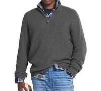 TAITUS Suéter Informal de Cachemira con Cremallera para Hombre, suéter con Cremallera de un Cuarto para Hombre, suéter básico de Punto con Cuello Redondo para Hombre (X-Large,Grey)