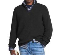 TAITUS Suéter Informal de Cachemira con Cremallera para Hombre, suéter con Cremallera de un Cuarto para Hombre, suéter básico de Punto con Cuello Redondo para Hombre (XXX-Large,Black)