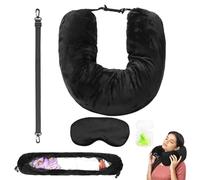 TAIXING Almohada de Viaje Rellenable, Almohada Viaje Rellenable, Multifuncional en Forma de U Cojin Cuello Viaje, Almohada Avion Cuello Portátil con Antifaz para Dormir, Tapones insonorizados