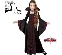 TaiXinYuly Disfraz de Vampiro para Niña,de Reina Vampiresa, Disfraz Vampiresa Gotica, de Bruja Reina Vampiresa para Halloween Carnaval Cosplay，Carnavales y Fiestas Temáticas (150)