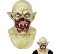 TaiXinYuly Máscara de cabeza de vampiro zombi aterradora de Halloween con guantes de cabeza completa, máscara de terror Monster Demon Scary Maske，máscara de demonio realista de monstruo de látex para