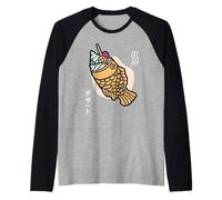 Taiyaki helado japonés desierto pescado en forma de pastel Camiseta Manga Raglan