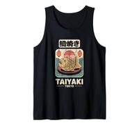 Taiyaki Japón Pez Forma Pastel Retro Japonés Kanji Recuerdo Camiseta sin Mangas