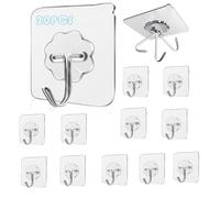 Taiyeestar 20 Piezas Ganchos Adhesivos Potentes Transparente, transparentes ganchos adhesivos para colgar, sin taladrar, ganchos de pared, autoadhesivos ganchos, para cocina, baño, pared y techo