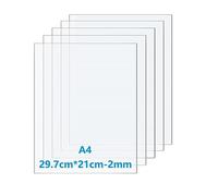 Taiyeestar 5 láminas de plástico de 29,7 x 21 cm, lámina acrílica transparente A4, 2 mm de grosor, lámina acrílica transparente, lámina de plástico para decoración del hogar, exhibición, marco de
