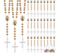 Taiyin 36 rosario de cuentas de madera con crucifijo y rosario perfumado de primera comunión con 36 bolsas de organza, regalo católico para hombres y mujeres (madera)