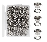 TAIYOU 100 Set 5mm Ojales Metal Plana con Arandelas Ojetes Metalicos con Caja Plástico Transparente Ojetes Plata para Zapatos Ropa Cuero Cinturones Lona Scrapbooking