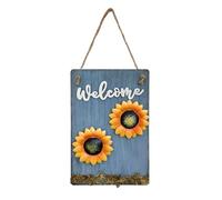 TAIYOU Letrero de bienvenida de madera azul con cuerda, 28 x 18 cm, letrero de entrada para puerta de jardín, decoración de pared para interiores y exteriores, puerta delantera, porche, jardín