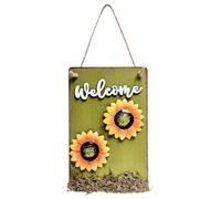 TAIYOU Letrero de bienvenida de madera verde con cuerda, 28 x 18 cm, letrero de entrada para puerta de jardín, decoración de pared para interiores y exteriores, puerta delantera, porche, jardín