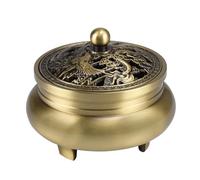 TAIYOU Quemador de incienso de latón vintage con un soporte para varillas de incienso, quemador de metal con 3 pies, funciona para palillos, conos, mini soporte de incienso para dormitorio