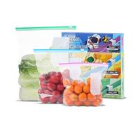 TAIYUNWEI - 65 bolsas reutilizables para almacenamiento de alimentos con cierre de cremallera, bolsas para sándwich con parte inferior expandible, aptas para congelador y microondas, resellables para